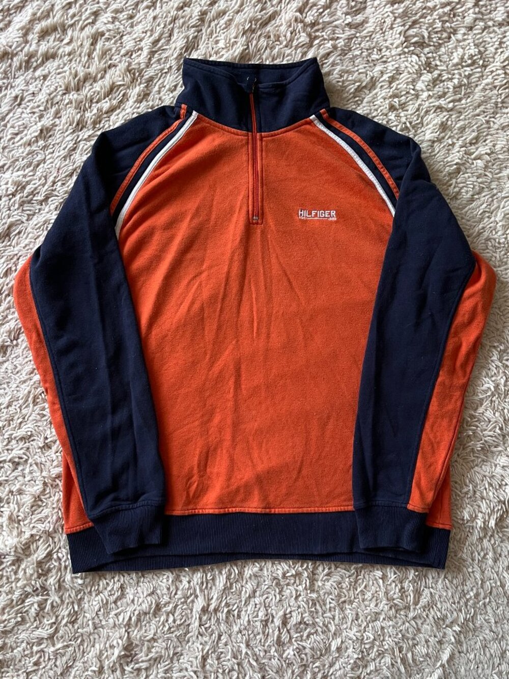 Vintage Tommy Hilfiger Quarter Zip Fleece Orange XL